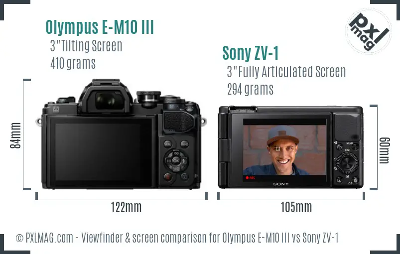 Olympus E-M10 III vs Sony ZV-1 Screen and Viewfinder comparison