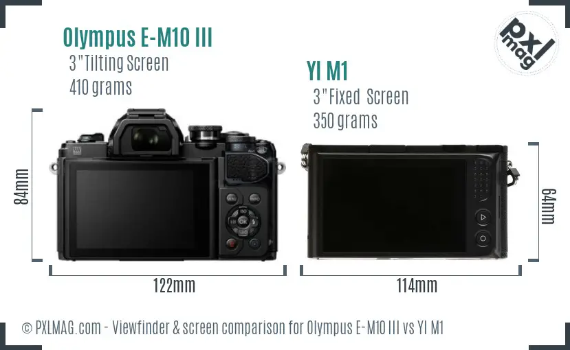 Olympus E-M10 III vs YI M1 Screen and Viewfinder comparison