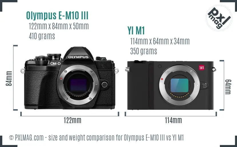 Olympus E-M10 III vs YI M1 size comparison