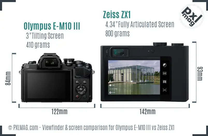 Olympus E-M10 III vs Zeiss ZX1 Screen and Viewfinder comparison
