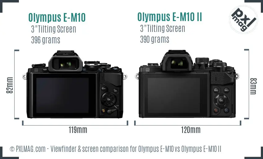 Olympus E-M10 vs Olympus E-M10 II Screen and Viewfinder comparison