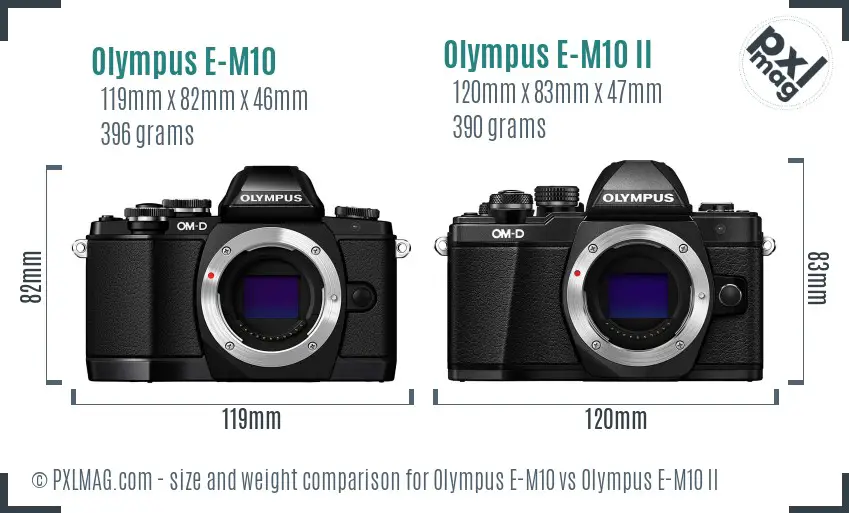 Olympus E-M10 vs Olympus E-M10 II size comparison