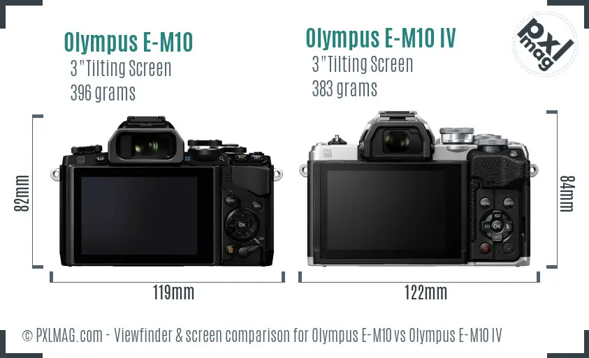 Olympus E-M10 vs Olympus E-M10 IV Screen and Viewfinder comparison