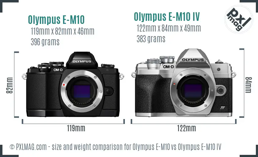 Olympus E-M10 vs Olympus E-M10 IV size comparison