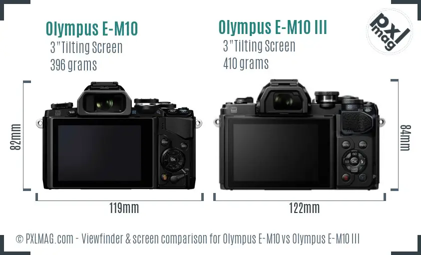 Olympus E-M10 vs Olympus E-M10 III Screen and Viewfinder comparison