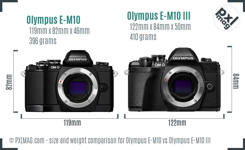 Olympus E-M10 vs Olympus E-M10 III size comparison