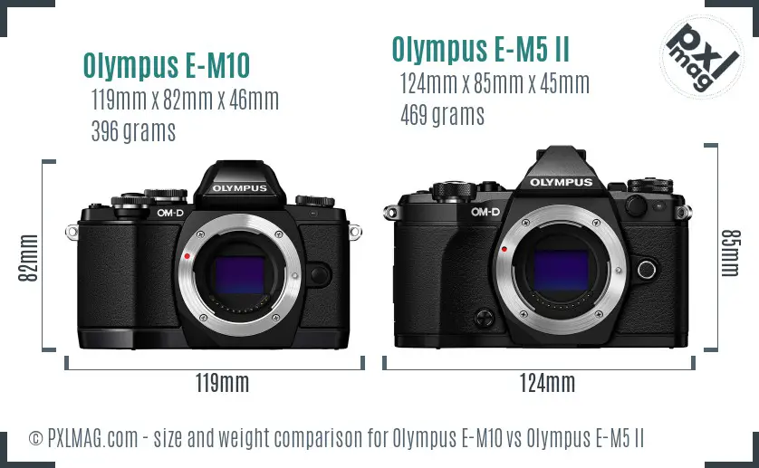 Olympus E-M10 vs Olympus E-M5 II size comparison