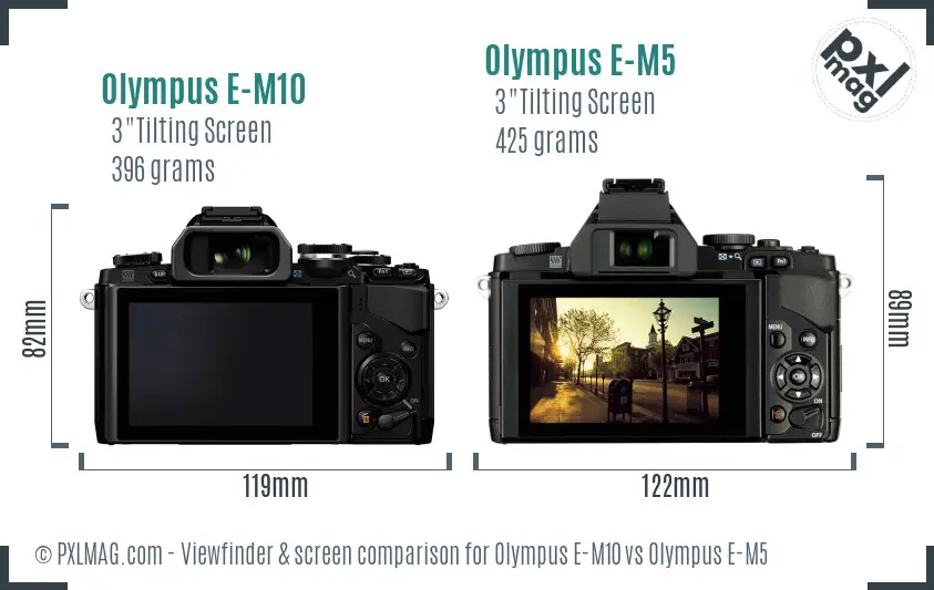 Olympus E-M10 vs Olympus E-M5 Screen and Viewfinder comparison