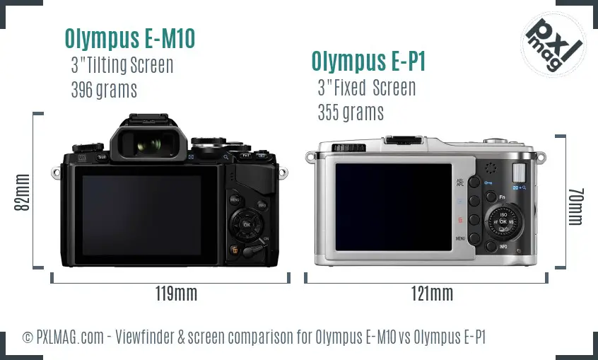 Olympus E-M10 vs Olympus E-P1 Screen and Viewfinder comparison