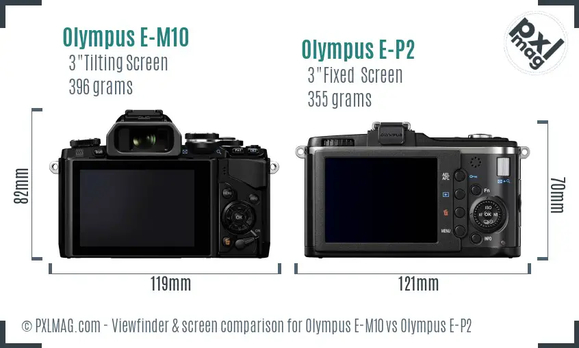 Olympus E-M10 vs Olympus E-P2 Screen and Viewfinder comparison
