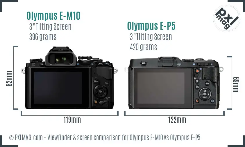 Olympus E-M10 vs Olympus E-P5 Screen and Viewfinder comparison