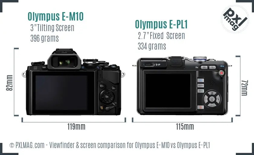 Olympus E-M10 vs Olympus E-PL1 Screen and Viewfinder comparison