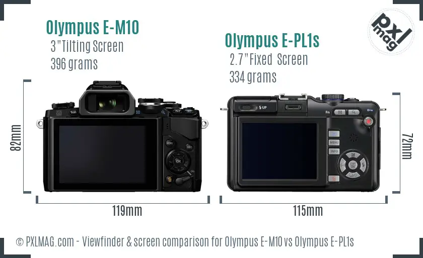 Olympus E-M10 vs Olympus E-PL1s Screen and Viewfinder comparison