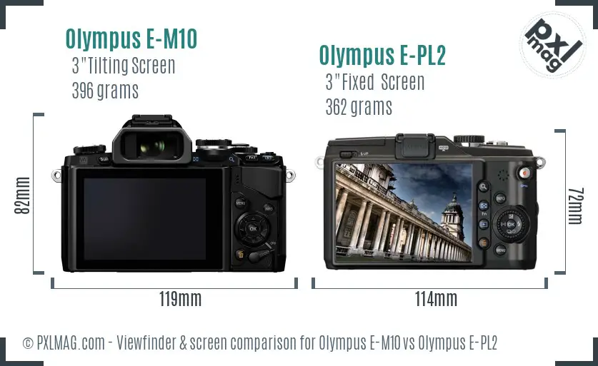 Olympus E-M10 vs Olympus E-PL2 Screen and Viewfinder comparison