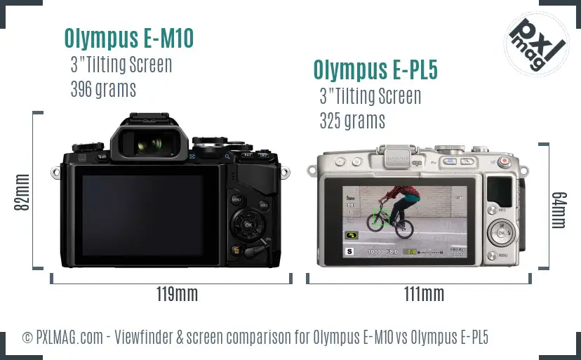 Olympus E-M10 vs Olympus E-PL5 Screen and Viewfinder comparison