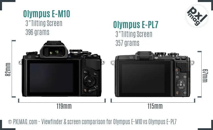 Olympus E-M10 vs Olympus E-PL7 Screen and Viewfinder comparison