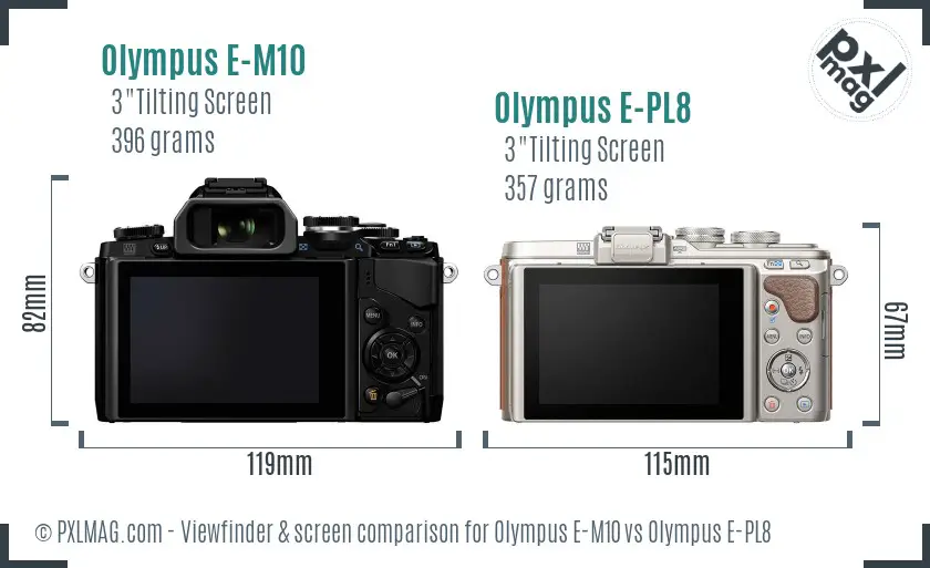Olympus E-M10 vs Olympus E-PL8 Screen and Viewfinder comparison