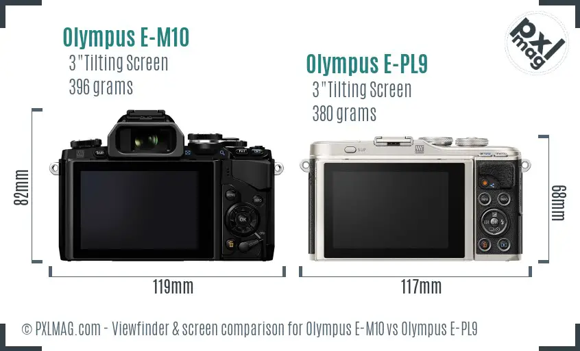 Olympus E-M10 vs Olympus E-PL9 Screen and Viewfinder comparison