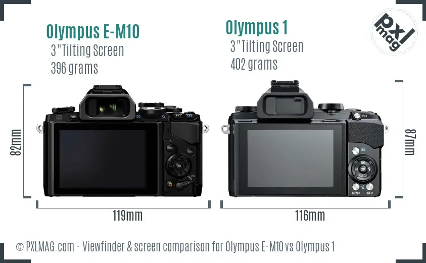 Olympus E-M10 vs Olympus 1 Screen and Viewfinder comparison