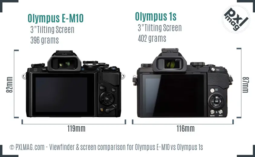 Olympus E-M10 vs Olympus 1s Screen and Viewfinder comparison