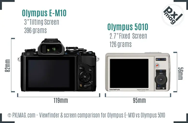 Olympus E-M10 vs Olympus 5010 Screen and Viewfinder comparison
