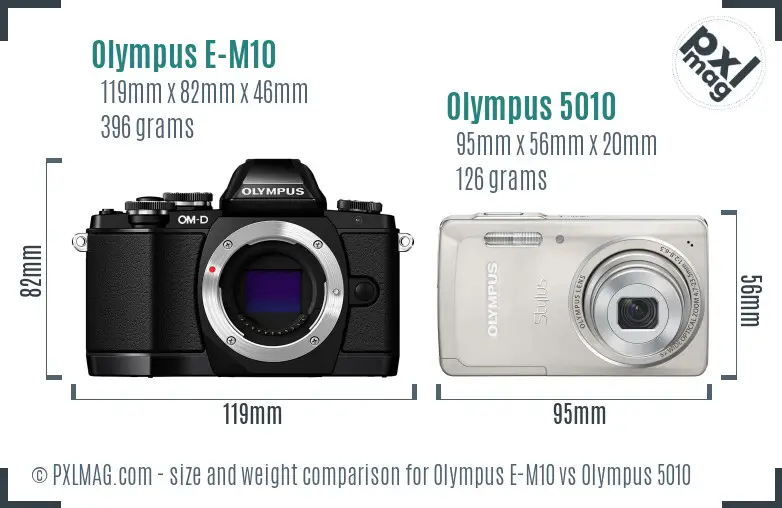 Olympus E-M10 vs Olympus 5010 size comparison
