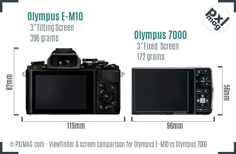 Olympus E-M10 vs Olympus 7000 Screen and Viewfinder comparison