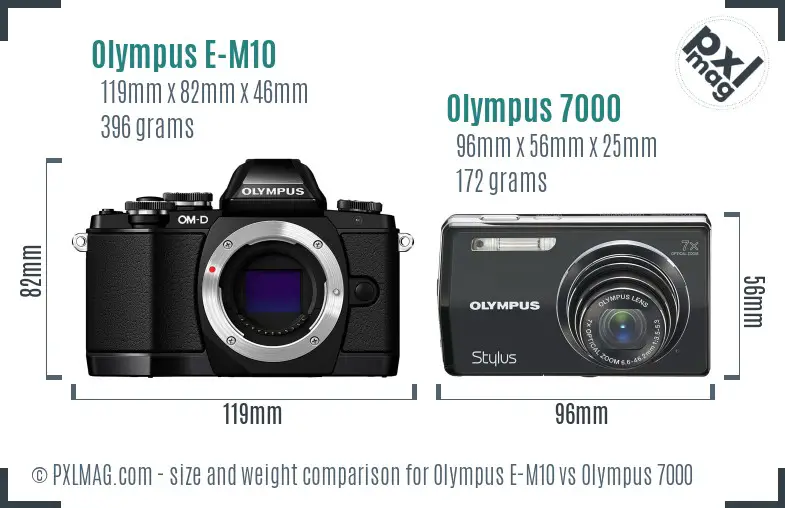 Olympus E-M10 vs Olympus 7000 size comparison