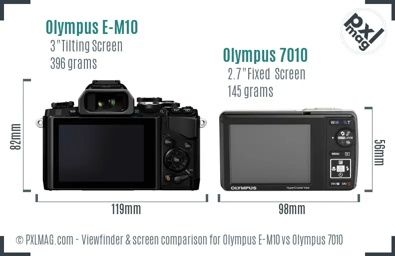 Olympus E-M10 vs Olympus 7010 Screen and Viewfinder comparison