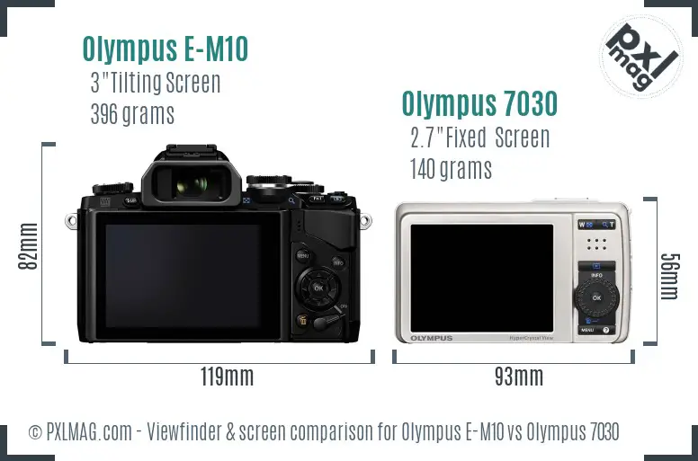 Olympus E-M10 vs Olympus 7030 Screen and Viewfinder comparison