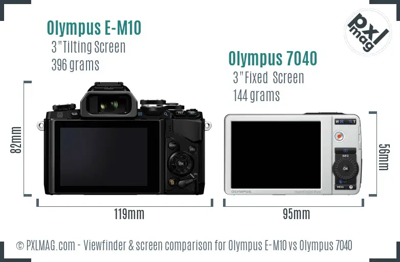 Olympus E-M10 vs Olympus 7040 Screen and Viewfinder comparison