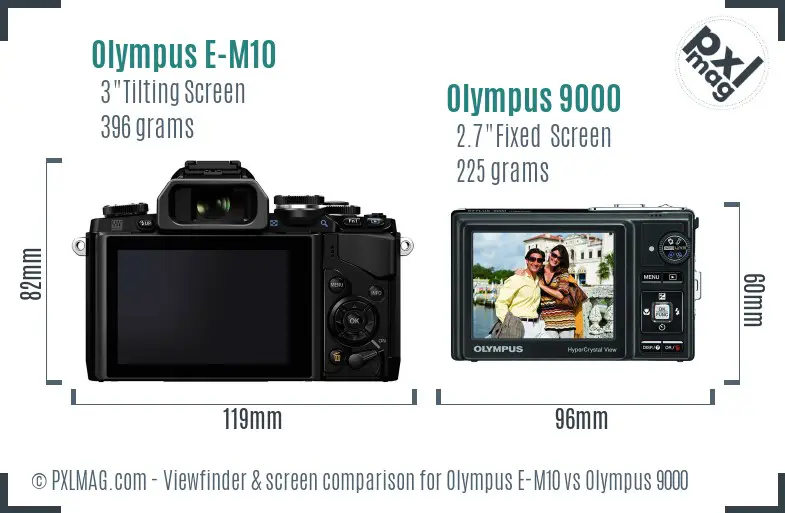 Olympus E-M10 vs Olympus 9000 Screen and Viewfinder comparison