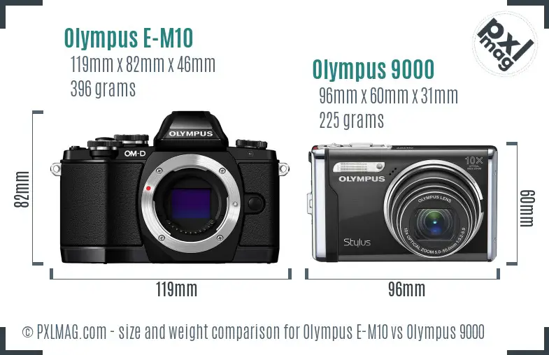 Olympus E-M10 vs Olympus 9000 size comparison