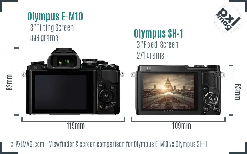 Olympus E-M10 vs Olympus SH-1 Screen and Viewfinder comparison