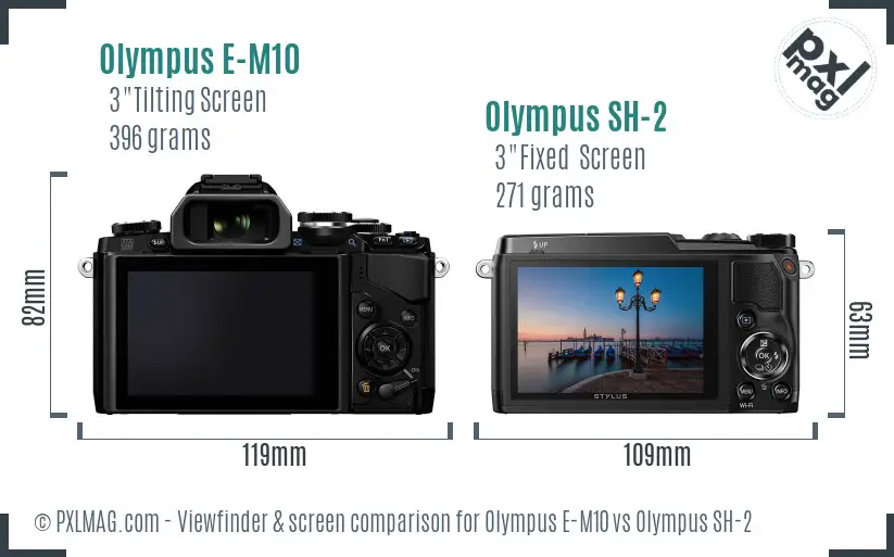 Olympus E-M10 vs Olympus SH-2 Screen and Viewfinder comparison