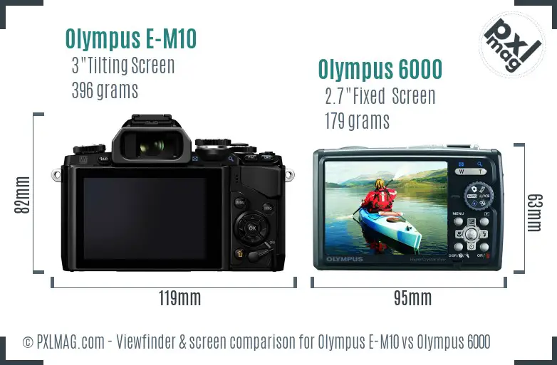 Olympus E-M10 vs Olympus 6000 Screen and Viewfinder comparison