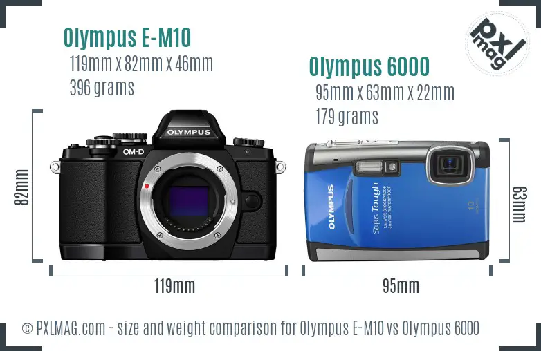Olympus E-M10 vs Olympus 6000 size comparison