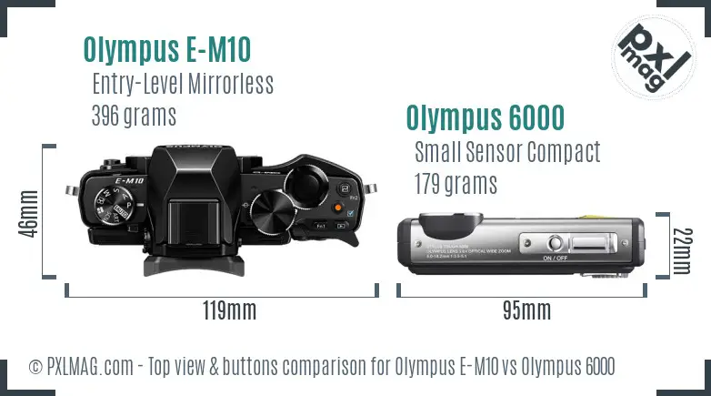 Olympus E-M10 vs Olympus 6000 top view buttons comparison