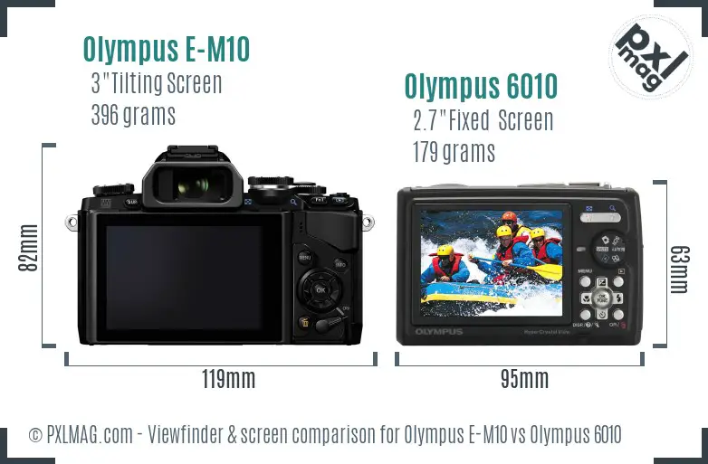 Olympus E-M10 vs Olympus 6010 Screen and Viewfinder comparison