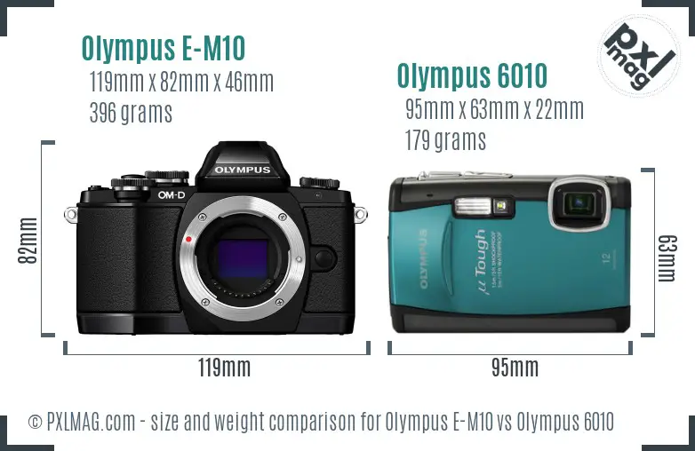 Olympus E-M10 vs Olympus 6010 size comparison