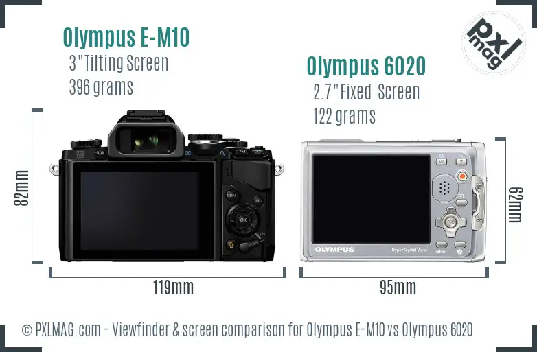 Olympus E-M10 vs Olympus 6020 Screen and Viewfinder comparison