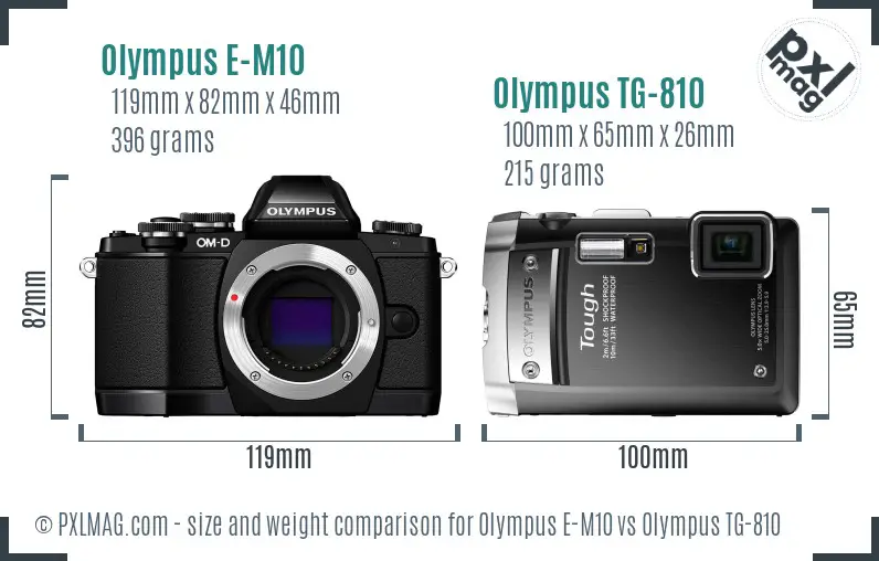 Olympus E-M10 vs Olympus TG-810 size comparison