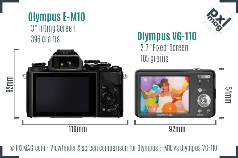 Olympus E-M10 vs Olympus VG-110 Screen and Viewfinder comparison