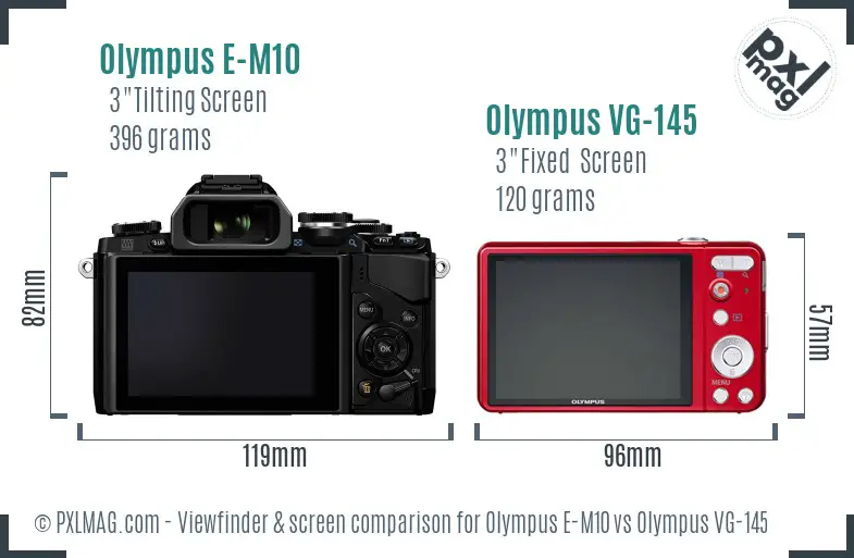 Olympus E-M10 vs Olympus VG-145 Screen and Viewfinder comparison