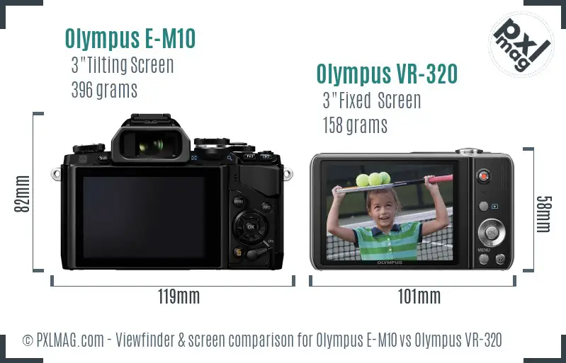 Olympus E-M10 vs Olympus VR-320 Screen and Viewfinder comparison