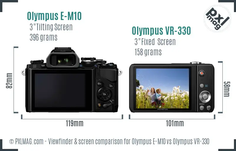 Olympus E-M10 vs Olympus VR-330 Screen and Viewfinder comparison