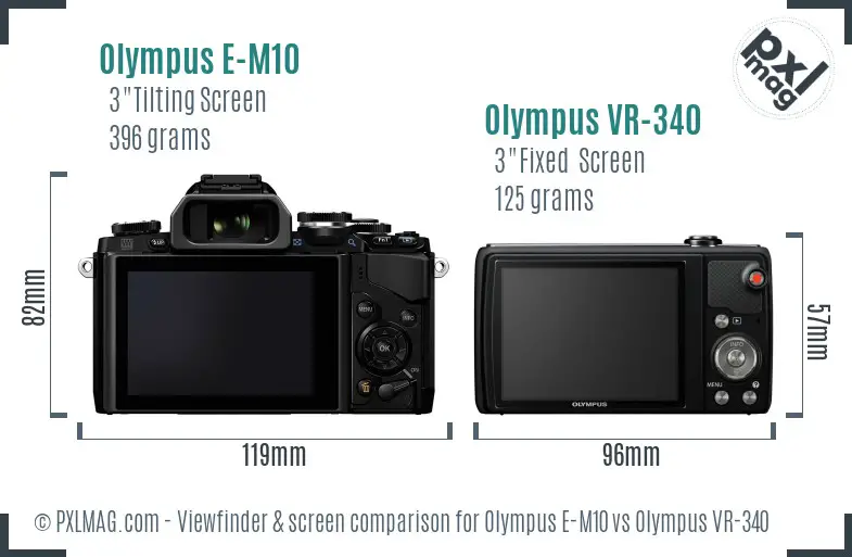 Olympus E-M10 vs Olympus VR-340 Screen and Viewfinder comparison