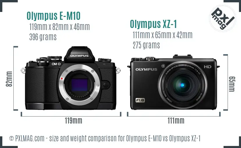 Olympus E-M10 vs Olympus XZ-1 size comparison
