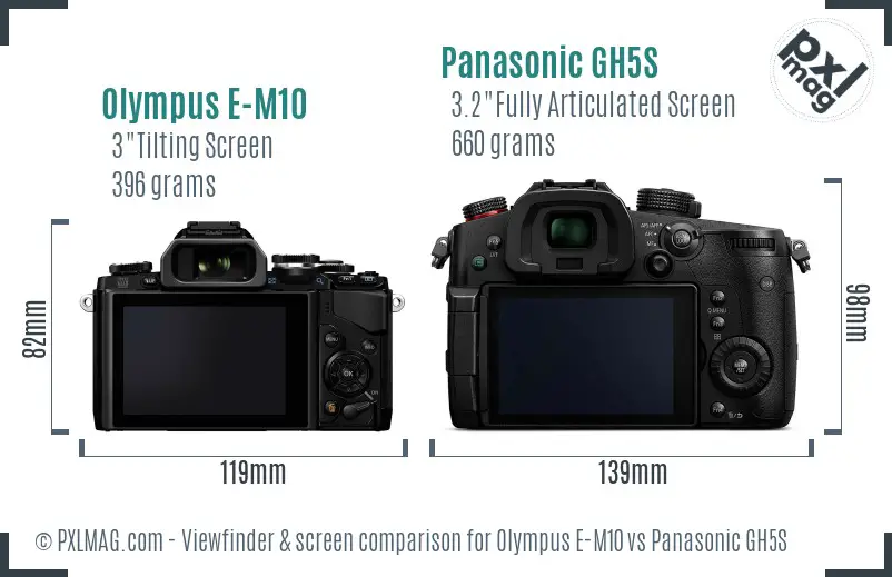 Olympus E-M10 vs Panasonic GH5S Screen and Viewfinder comparison