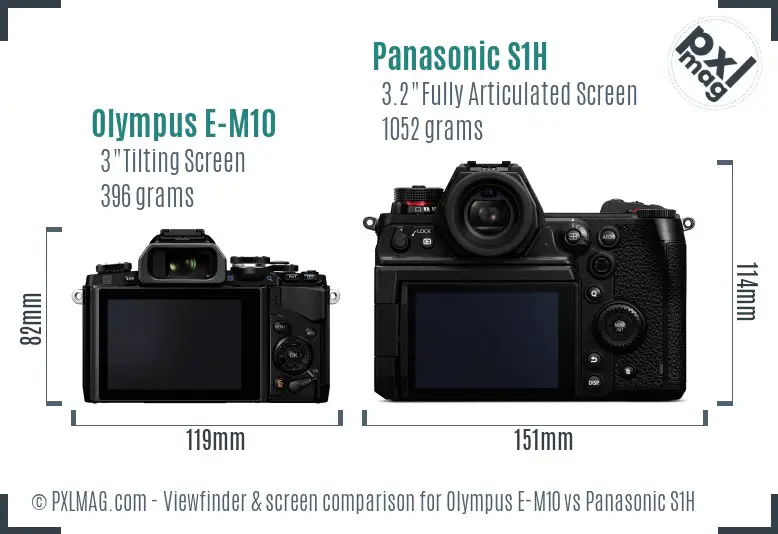 Olympus E-M10 vs Panasonic S1H Screen and Viewfinder comparison
